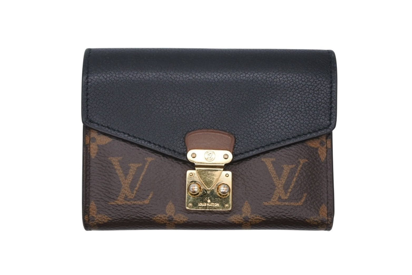 Louis Vuitton Portefeuille Pallas Compact Trifold Wallet Monogram Canvas Brown