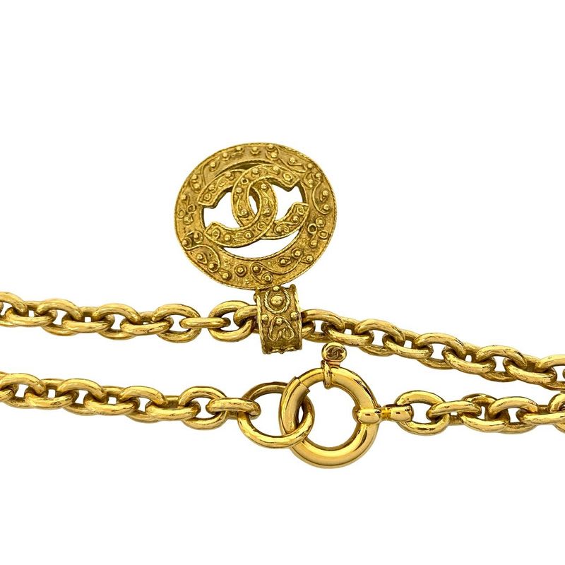 Chanel Vintage Coco Motif GP Chain Necklace Pendant Accessory 94A