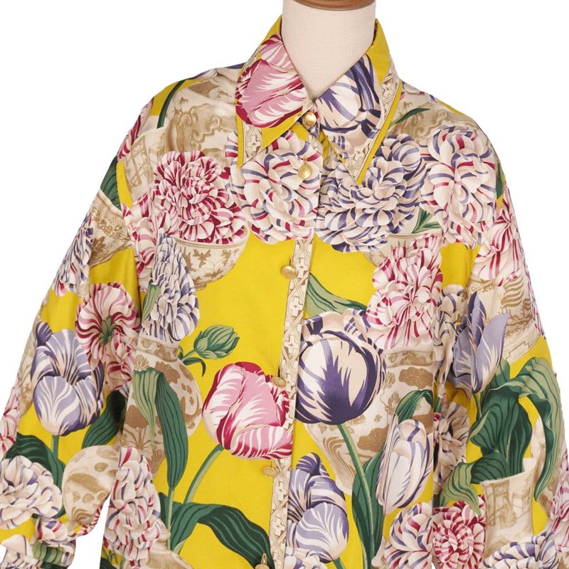 Gucci Shirt Tom Ford Period Blouse All Over Pattern Silk Top