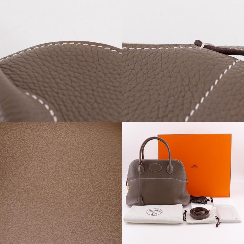 Hermes Bolide 31 2WAY Shoulder Taurillon Clemence Etoupe Gold Hardware D