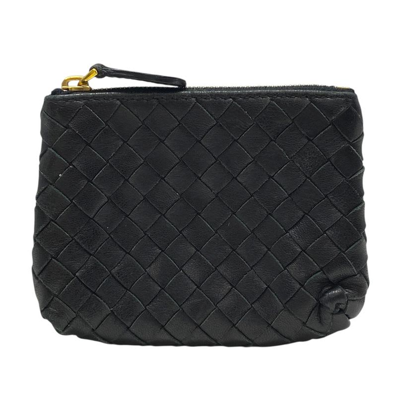 Bottega Veneta Intrecciato Coin Case Purse Compact Leather Black