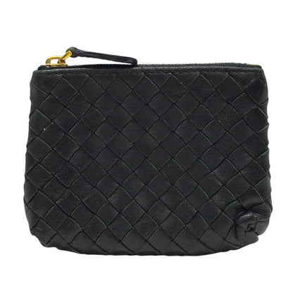 Bottega Veneta Intrecciato Coin Case Purse Compact Leather Black