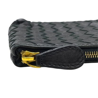 Bottega Veneta Intrecciato Coin Case Purse Compact Leather Black