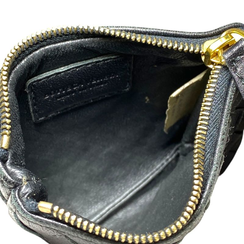 Bottega Veneta Intrecciato Coin Case Purse Compact Leather Black