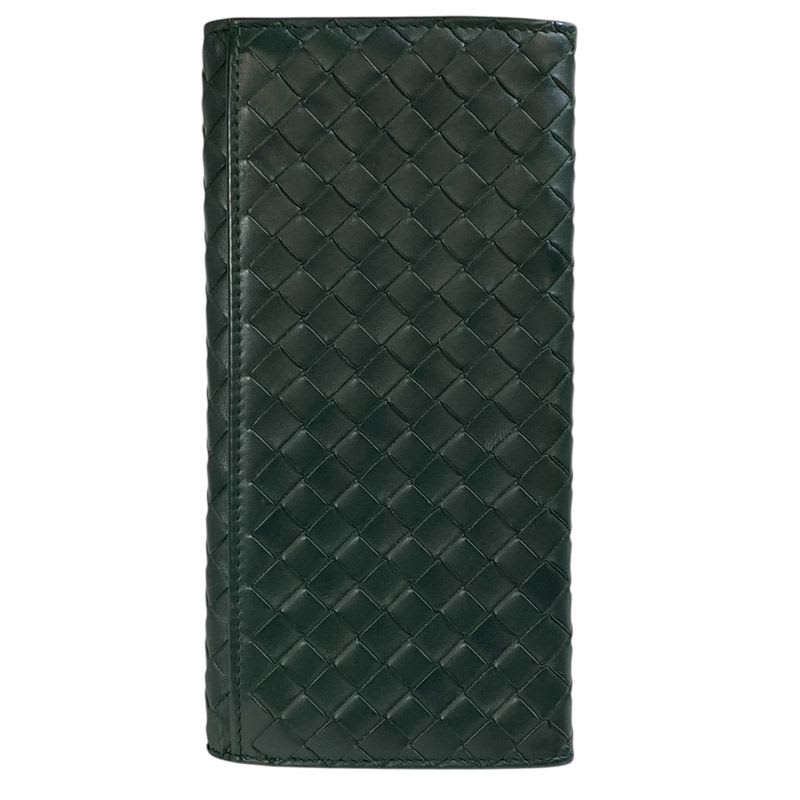 Bottega Veneta Intrecciato Bifold Long Wallet Billfold Leather Green