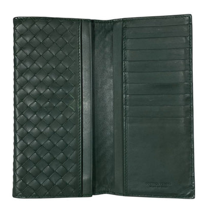 Bottega Veneta Intrecciato Bifold Long Wallet Billfold Leather Green
