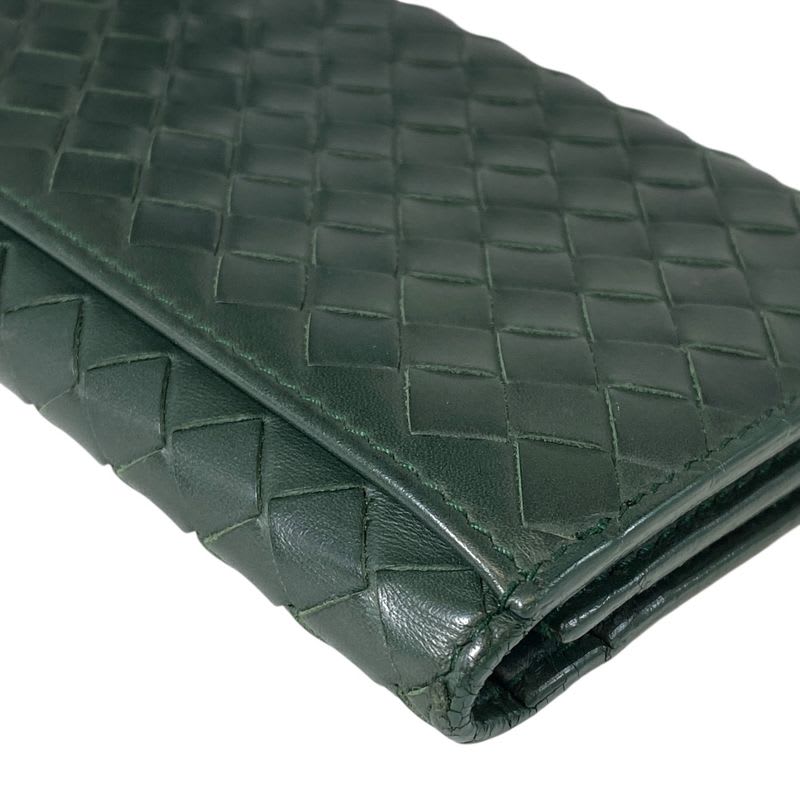 Bottega Veneta Intrecciato Bifold Long Wallet Billfold Leather Green