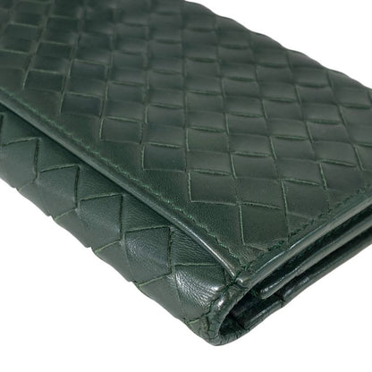 Bottega Veneta Intrecciato Bifold Long Wallet Billfold Leather Green