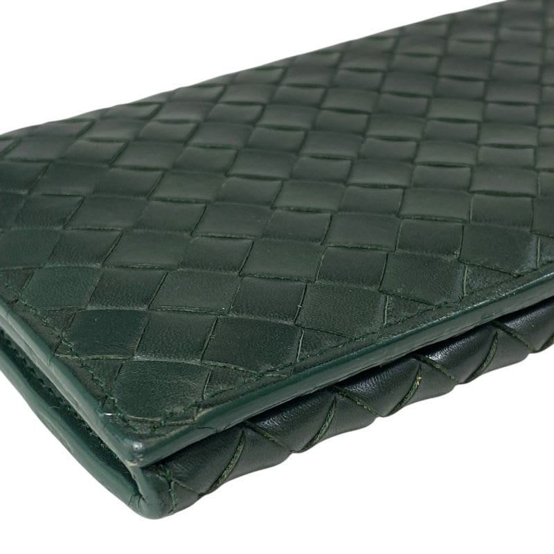 Bottega Veneta Intrecciato Bifold Long Wallet Billfold Leather Green