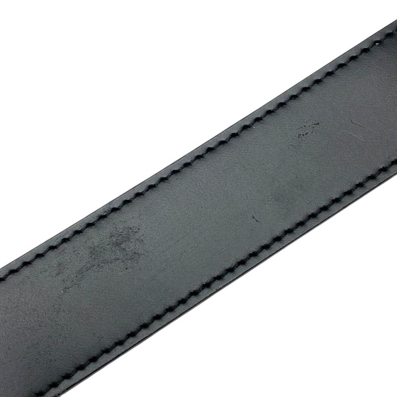 Bvlgari Retangolo Belt Silver Buckle Logo Leather Black Bvlgari Men's Used High