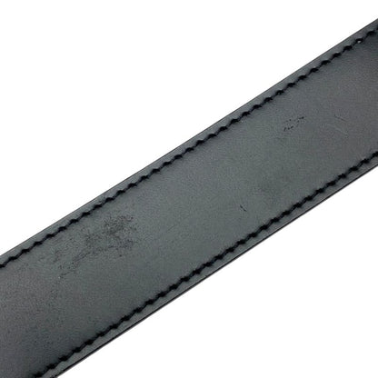 Bvlgari Retangolo Belt Silver Buckle Logo Leather Black Bvlgari Men's Used High