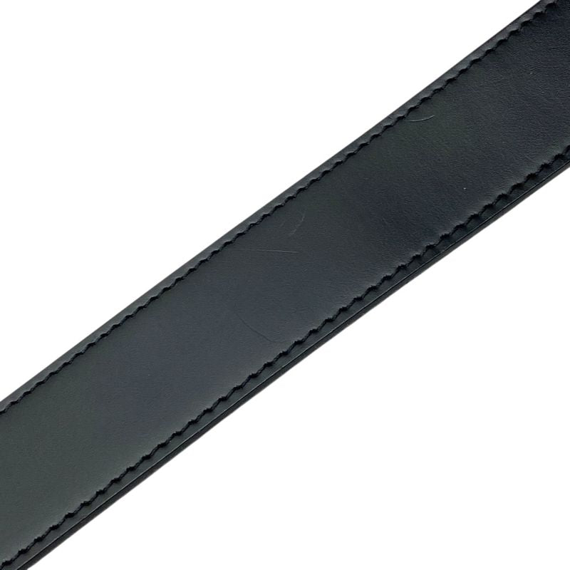 Bvlgari Retangolo Belt Silver Buckle Logo Leather Black Bvlgari Men's Used High