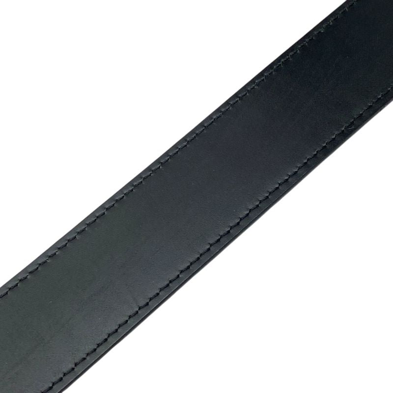 Bvlgari Retangolo Belt Silver Buckle Logo Leather Black Bvlgari Men's Used High