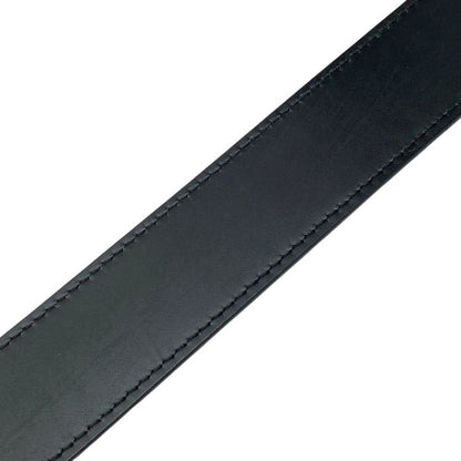 Bvlgari Retangolo Belt Silver Buckle Logo Leather Black Bvlgari Men's Used High