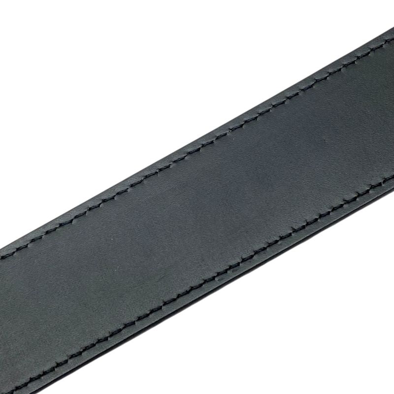 Bvlgari Retangolo Belt Silver Buckle Logo Leather Black Bvlgari Men's Used High