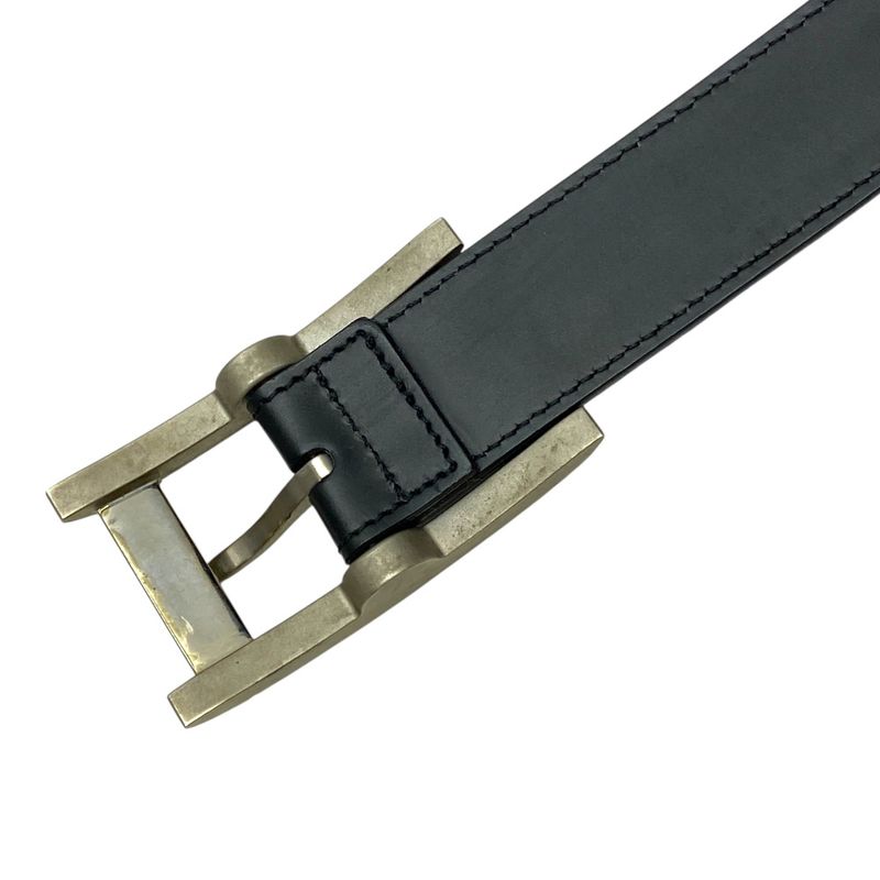 Bvlgari Retangolo Belt Silver Buckle Logo Leather Black Bvlgari Men's Used High