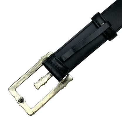 Gucci Bamboo G Logo Buckle Belt Silver Metal Leather Black 114637 Gucci Men's