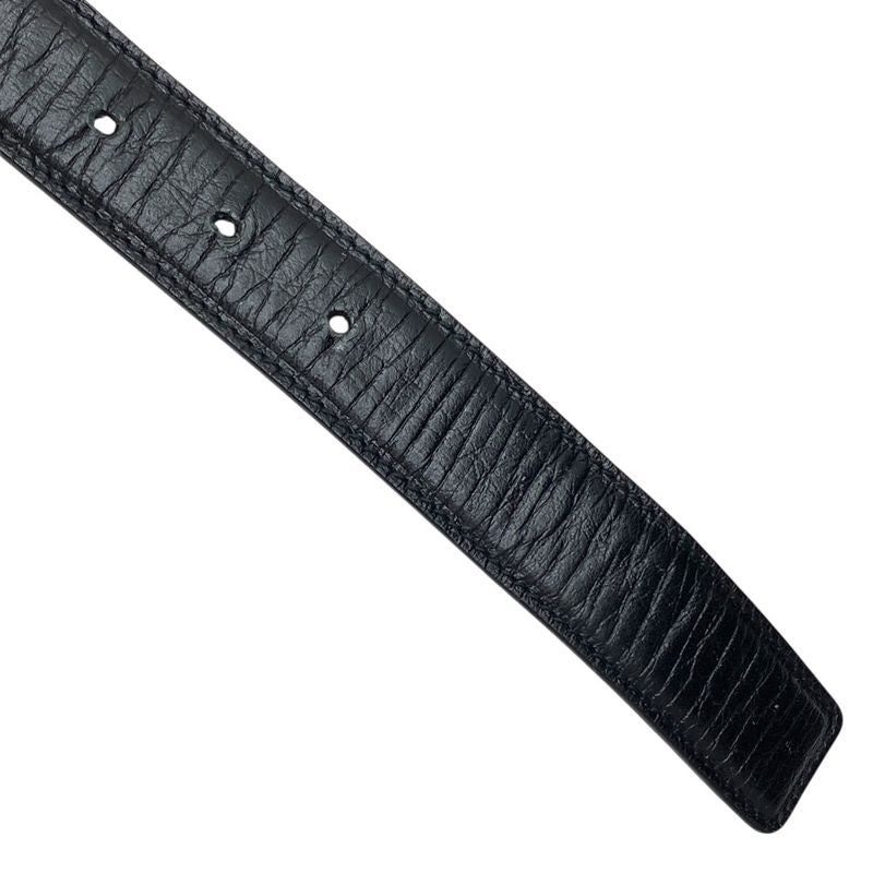 Gucci Bamboo G Logo Buckle Belt Silver Metal Leather Black 114637 Gucci Men's