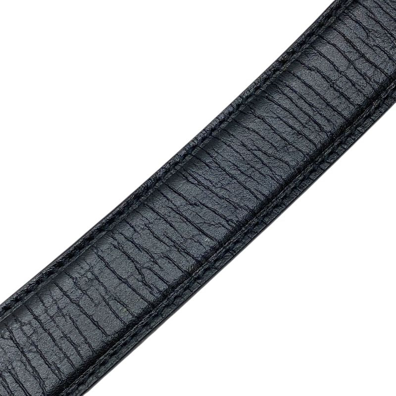 Gucci Bamboo G Logo Buckle Belt Silver Metal Leather Black 114637 Gucci Men's