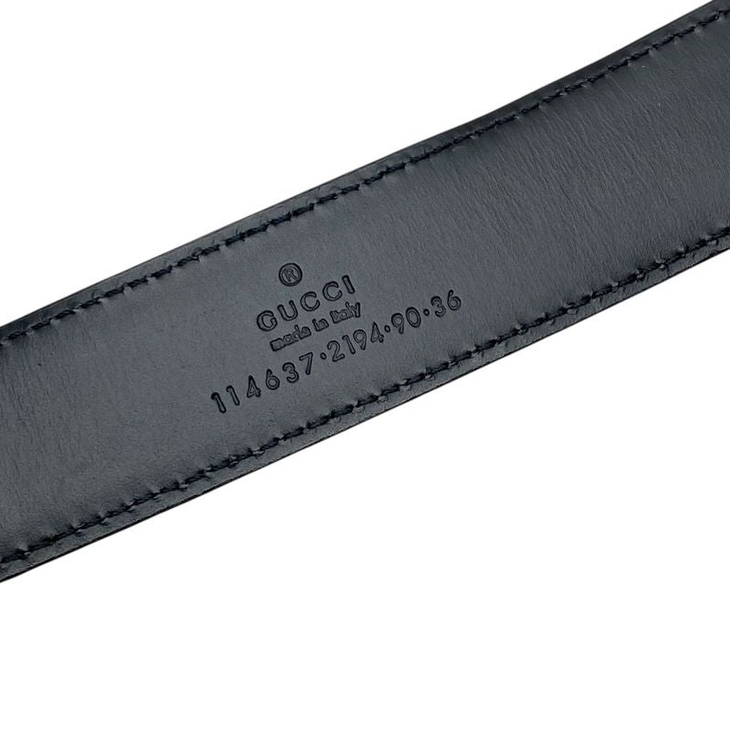 Gucci Bamboo G Logo Buckle Belt Silver Metal Leather Black 114637 Gucci Men's