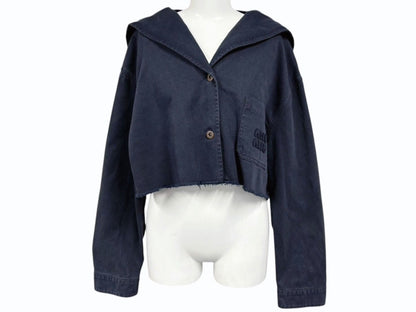 Miu Miu Sailor Color Cropped Jacket Navy 36