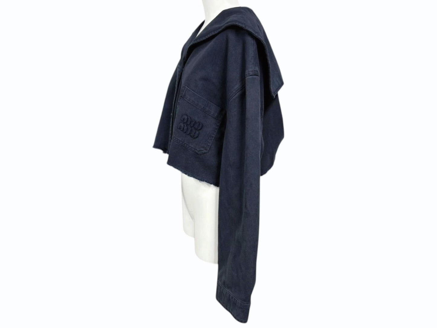 Miu Miu Sailor Color Cropped Jacket Navy 36 — view 3