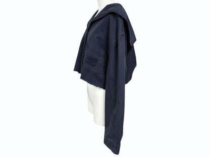 Miu Miu Sailor Color Cropped Jacket Navy 36 — view 3