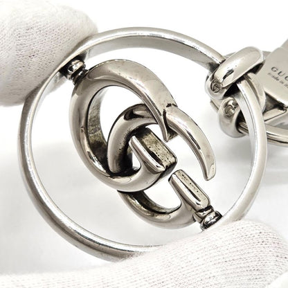 Gucci Double G Key Chain Holder Silver Tone Metal Total Length 10.25 cm