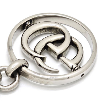 Gucci Double G Key Chain Holder Silver Tone Metal Total Length 10.25 cm