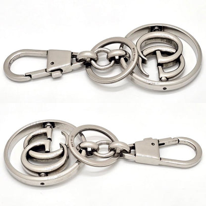 Gucci Double G Key Chain Holder Silver Tone Metal Total Length 10.25 cm