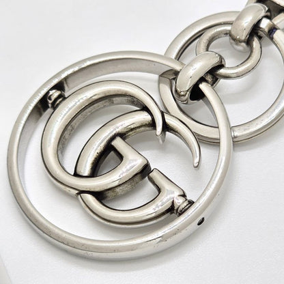 Gucci Double G Key Chain Holder Silver Tone Metal Total Length 10.25 cm