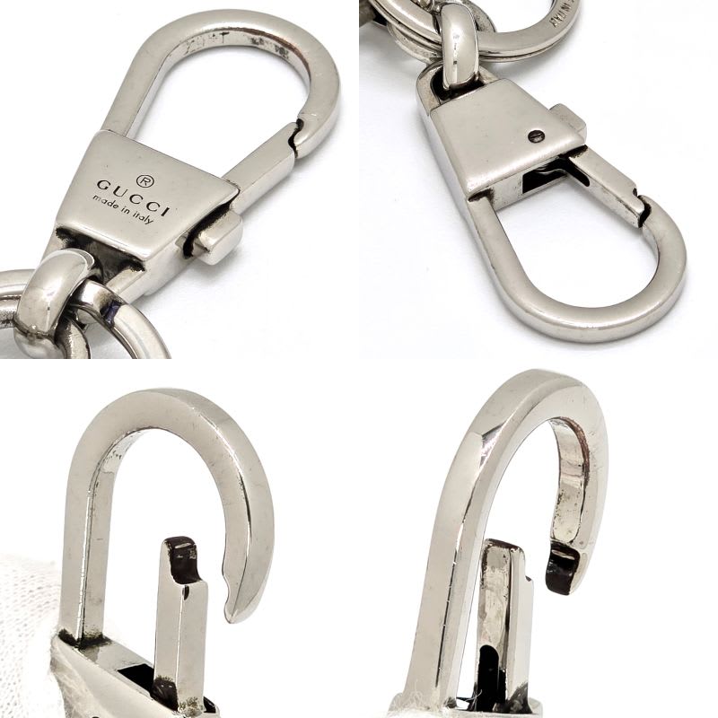 Gucci Double G Key Chain Holder Silver Tone Metal Total Length 10.25 cm