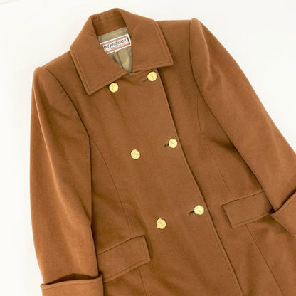 Saint Laurent Yves YSL Gold Button Wool Long Coat S Camel See Image Vintage