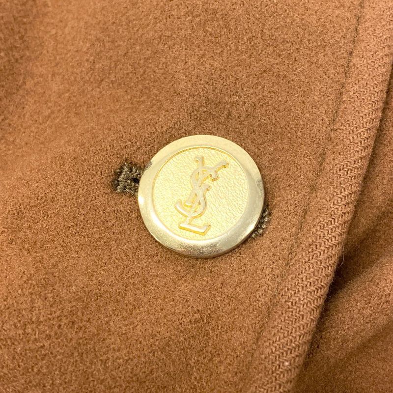 Saint Laurent Yves YSL Gold Button Wool Long Coat S Camel See Image Vintage