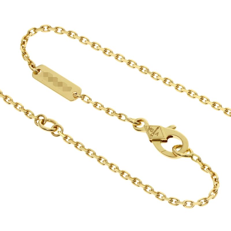 Van Cleef & Arpels Vintage Alhambra Guilloche Necklace 18K Yellow Gold Women's