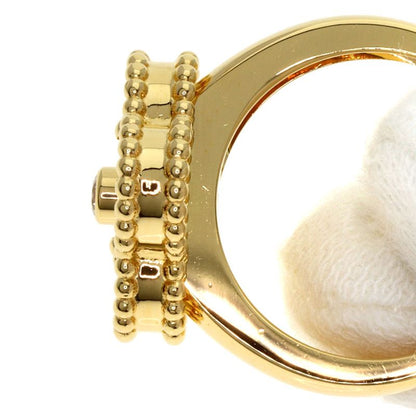 Van Cleef & Arpels Vintage Alhambra Onyx 1P Diamond Ring 18K Yellow Gold Women's