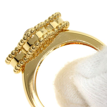 Van Cleef & Arpels Vintage Alhambra Onyx 1P Diamond Ring 18K Yellow Gold Women's