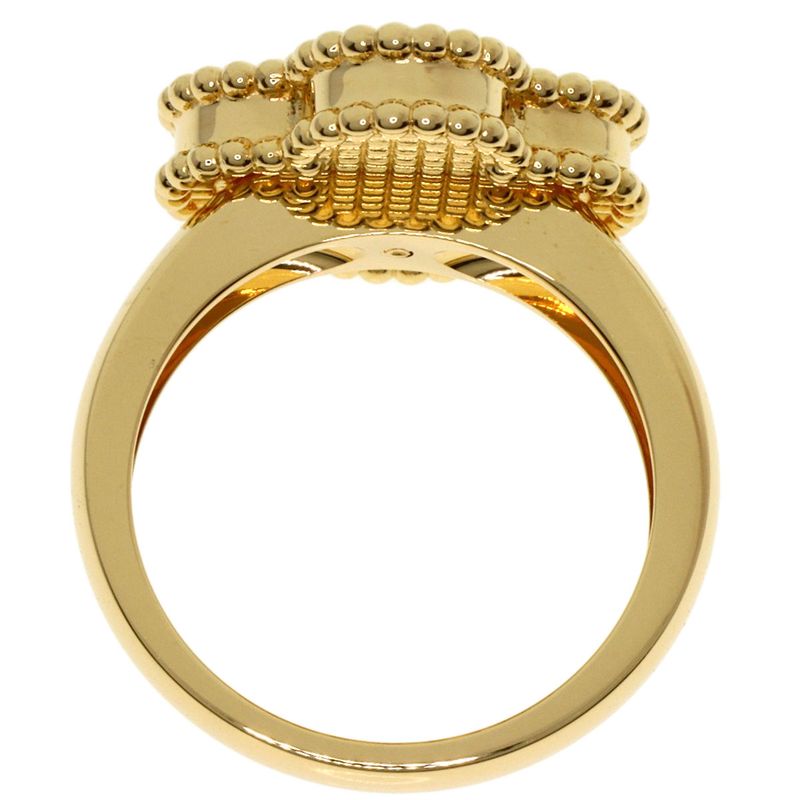 Van Cleef & Arpels Vintage Alhambra Onyx 1P Diamond Ring 18K Yellow Gold Women's