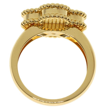 Van Cleef & Arpels Vintage Alhambra Onyx 1P Diamond Ring 18K Yellow Gold Women's