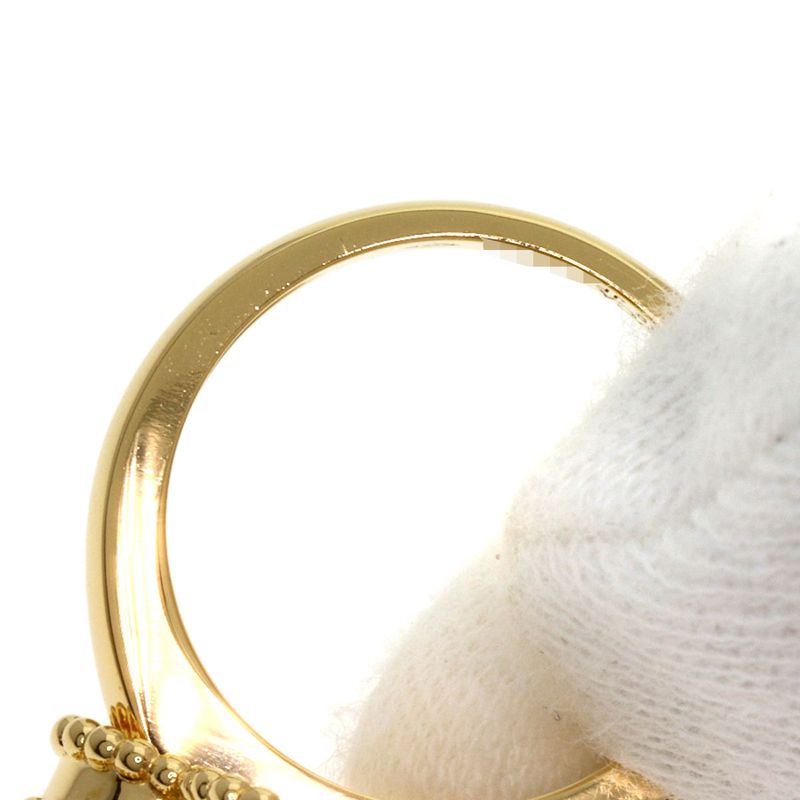 Van Cleef & Arpels Vintage Alhambra Onyx 1P Diamond Ring 18K Yellow Gold Women's