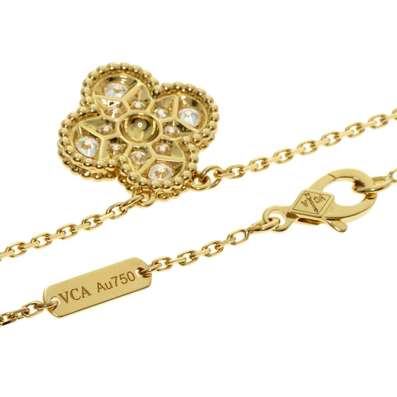 Van Cleef & Arpels Vintage Alhambra Diamond Necklace 18K Yellow Gold Women's