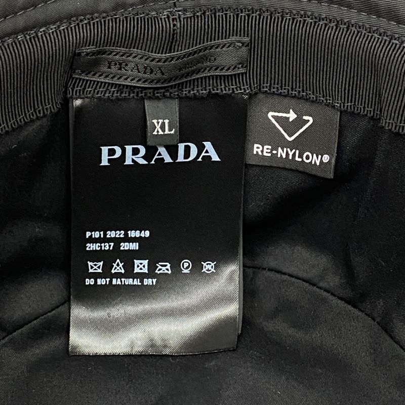Em4900 Prada Hat 2hc137 Bucket Hat Bucket Hat Nylon Triangle Logo Plate XL Prada