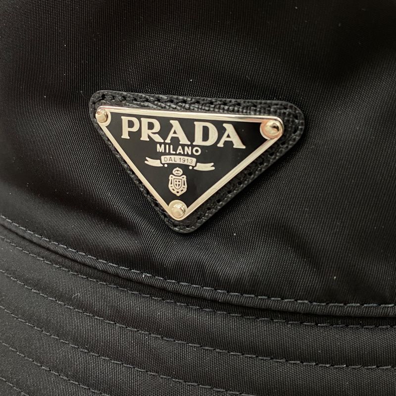 Em4900 Prada Hat 2hc137 Bucket Hat Bucket Hat Nylon Triangle Logo Plate XL Prada