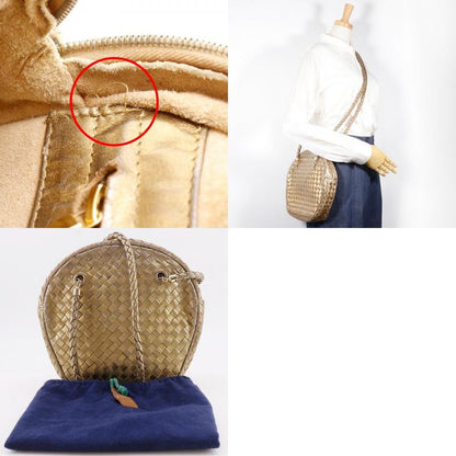 Bottega Veneta Intrecciato Calf Gold Women's Shoulder Bag