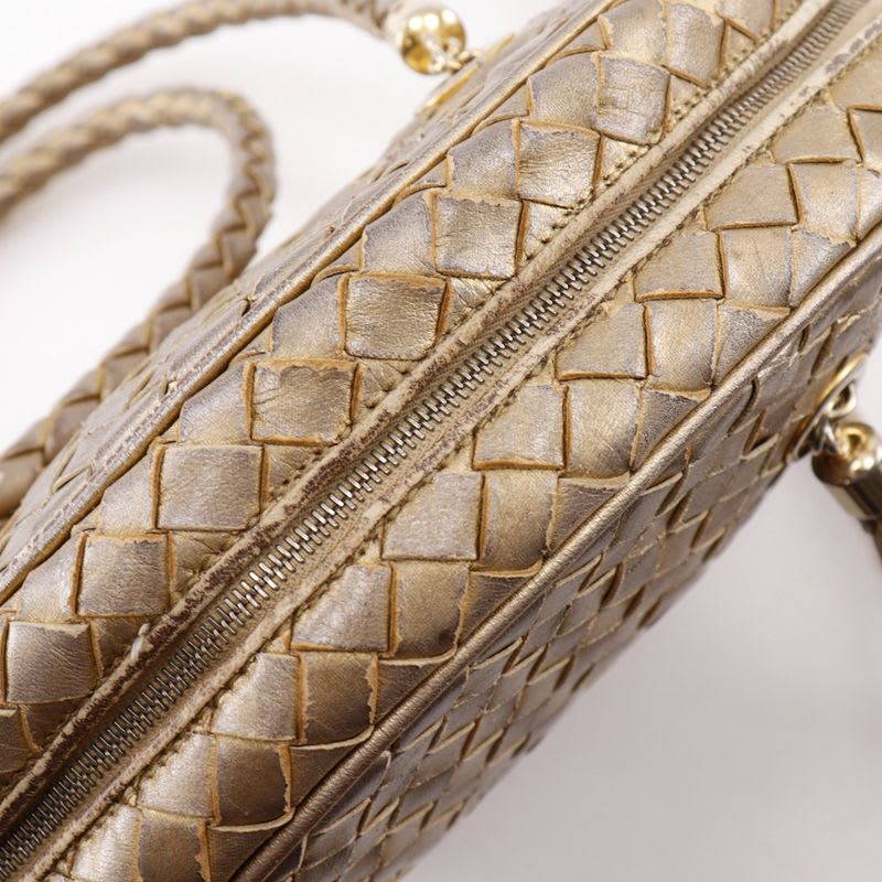 Bottega Veneta Intrecciato Calfskin Gold Shoulder Bag