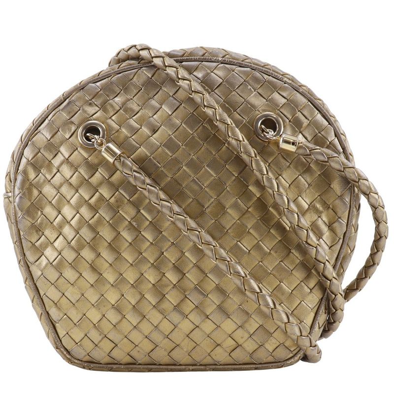 Bottega Veneta Bottega Veneta Intrecciato Calf Gold Women's Shoulder Bag