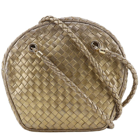 Bottega Veneta Bottega Veneta Intrecciato Calf Gold Women's Shoulder Bag
