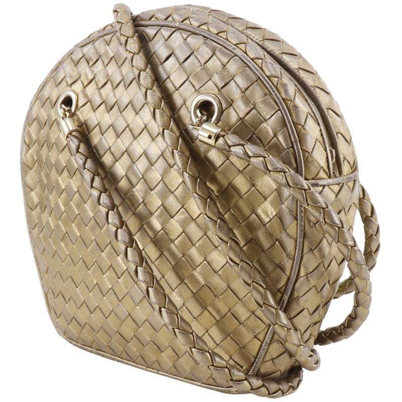 Bottega Veneta Intrecciato Calfskin Gold Shoulder Bag