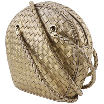 Bottega Veneta Intrecciato Calfskin Gold Shoulder Bag