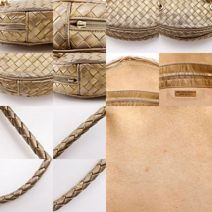 Bottega Veneta Intrecciato Calf Gold Women's Shoulder Bag